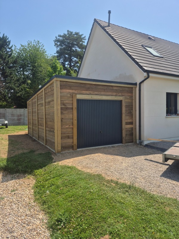 Pose d’un garage Monopente de 28m2, accolé à la maison près du Neubourg 