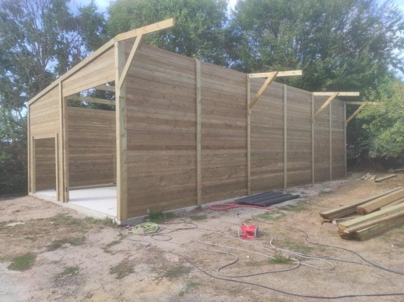 Garage double pente début de chantier