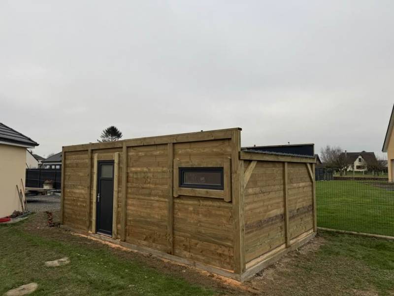 Pose d'un garage faux toit plat de 31,5m2 près de Bourg Achard