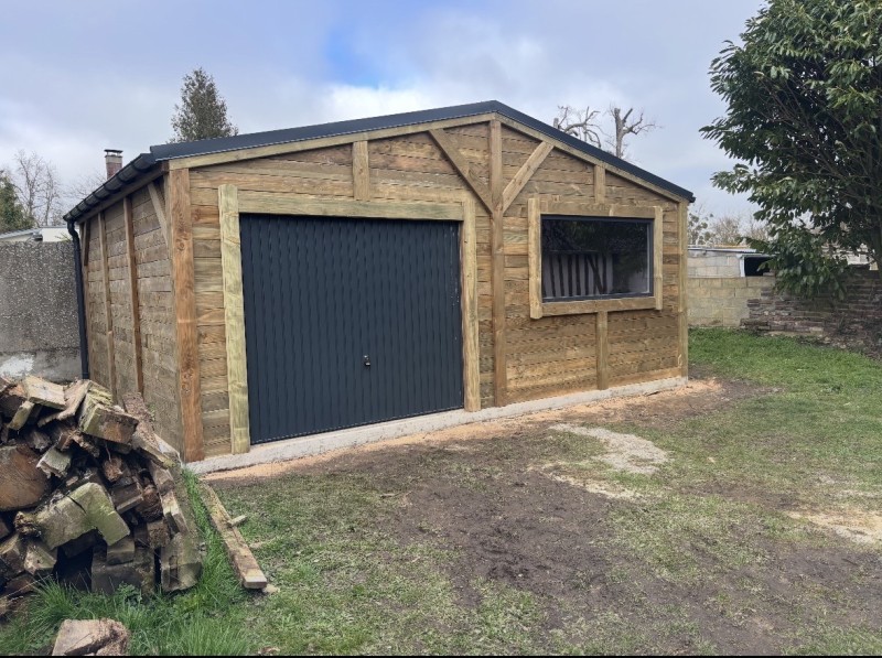 Pose d’un garage double pente de 34,3m2 près du Neubourg 