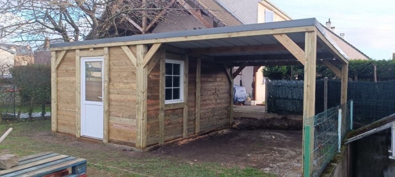 Garage mono pente avec carport