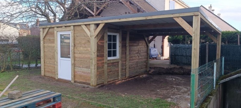 Garage mono pente avec carport