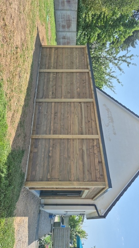 Pose d’un garage Monopente de 28m2, accolé à la maison près du Neubourg 