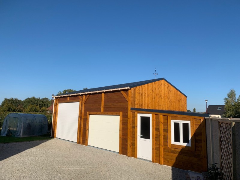 Garage double pente réalisé sur la commune de Ormes