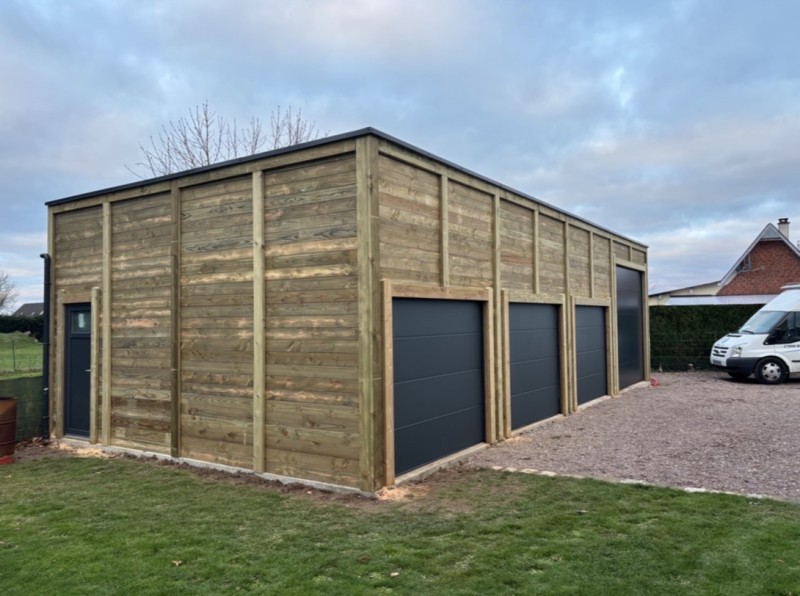 Pose d'un garage faux toit plat de 81,25m2 près de Nassandres