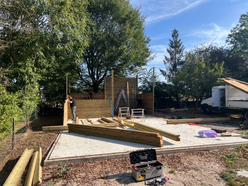 Garage double pente début de chantier