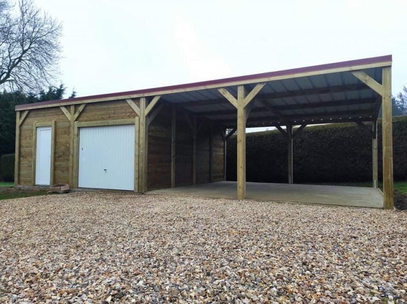 Garage et carport mono pente 6,00x12,00